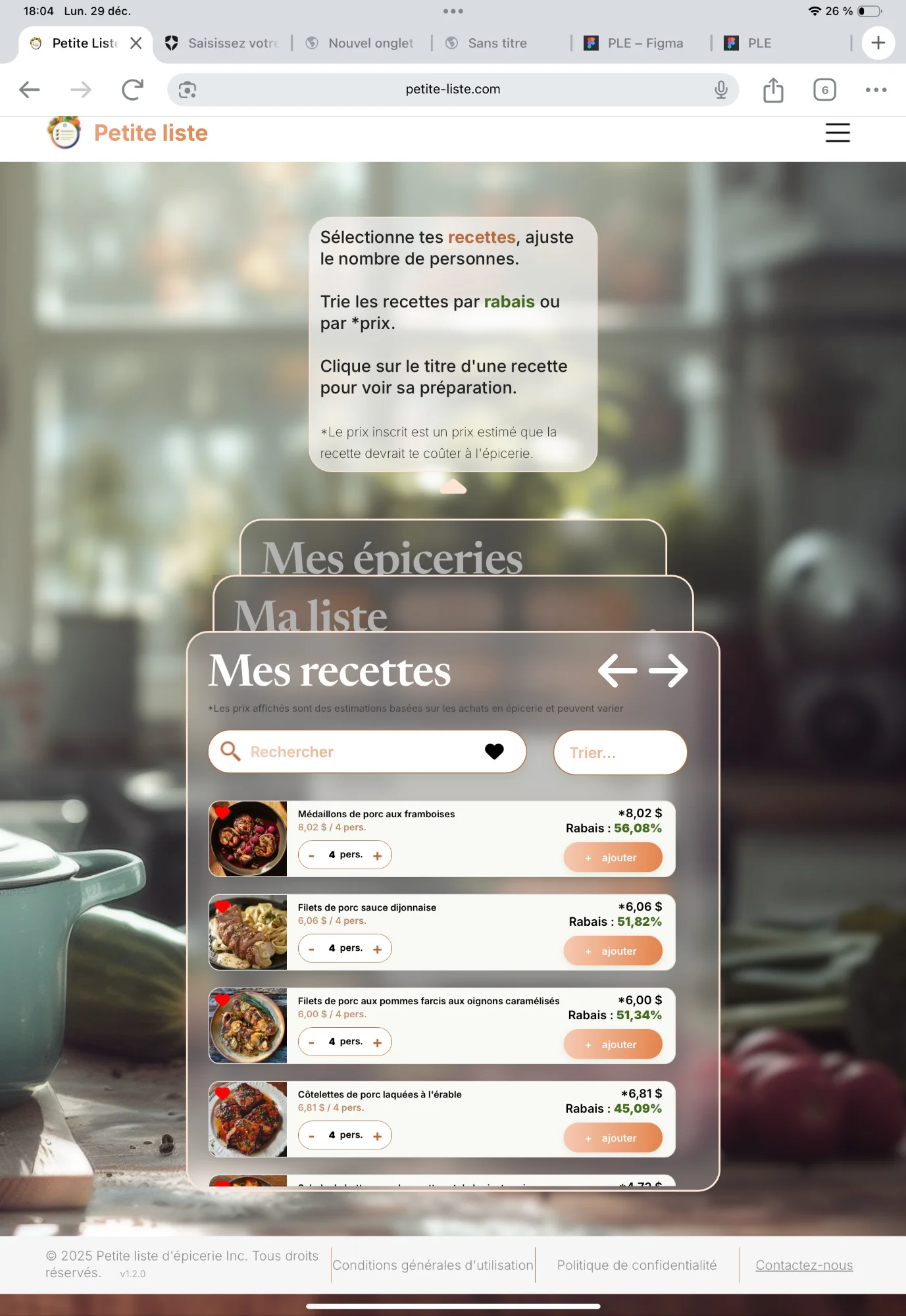 Sélectionne tes recettes